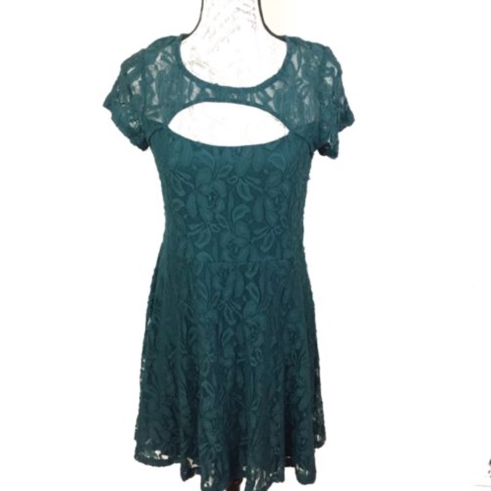 Almost Famous Green Floral Lace Dress Xlarge NWOT